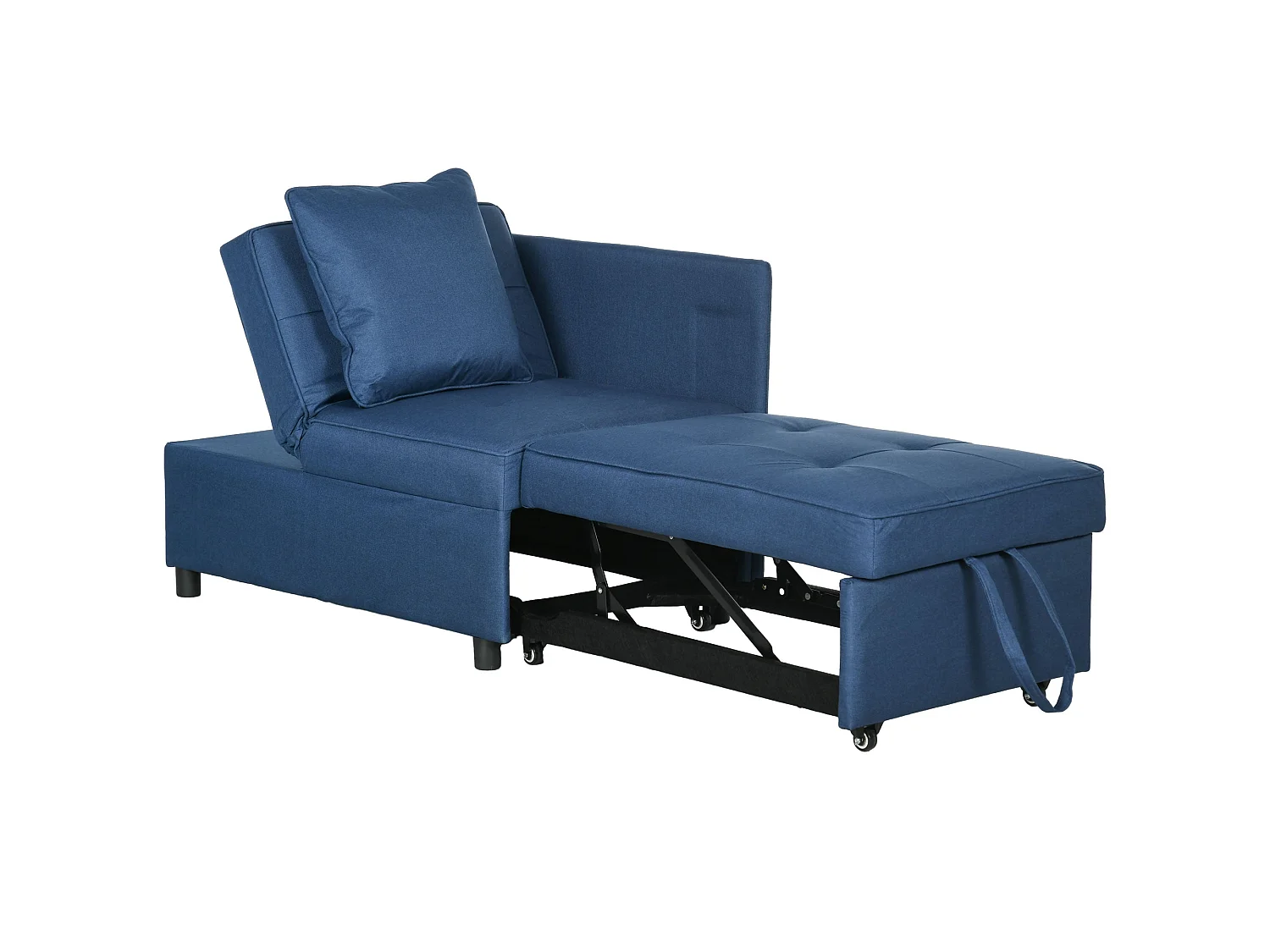 Sumima Fabric Blue Convertible Single Sofa Bed 5 Position Adjustable Back Fold Out Design