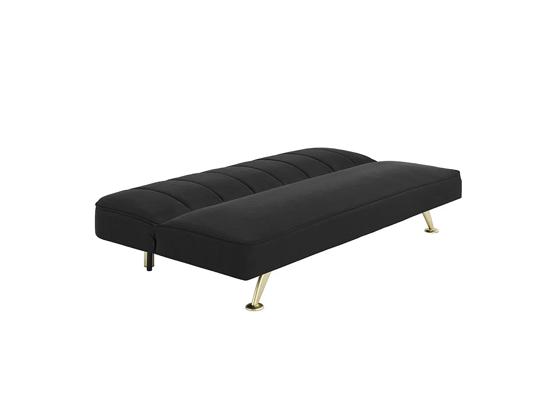 Malahide Black Velvet Tufted Sofa Bed with Gold Metal Legs 1 Seater