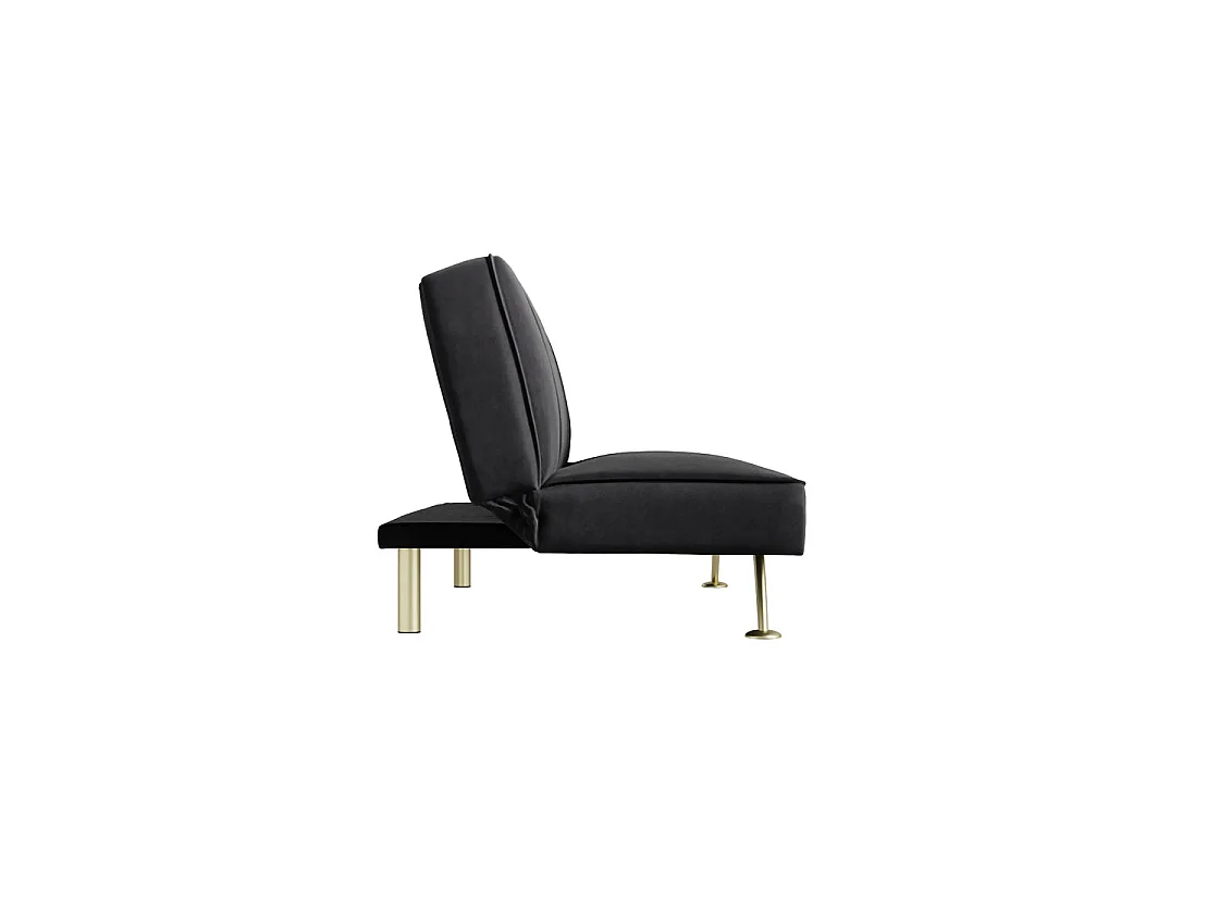 Malahide Black Velvet Tufted Sofa Bed with Gold Metal Legs 1 Seater
