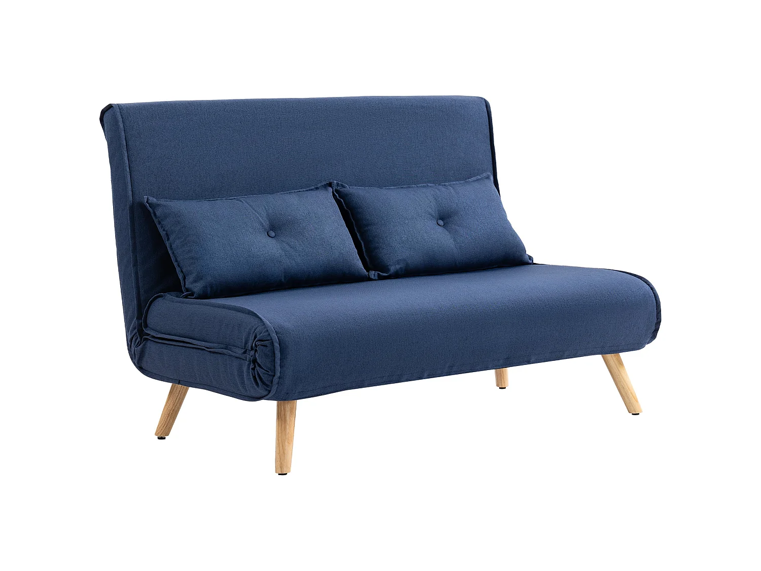 Roluzi Linen Look Dark Blue 2 Seater Sofa Bed