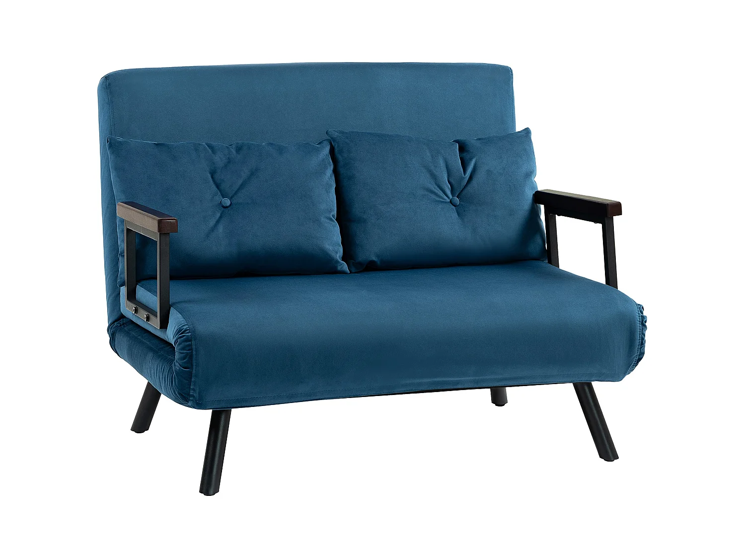 Lenasu Nasa Velvet Feel Blue 4 in 1 Convertible Double Sofa Bed with Cushions