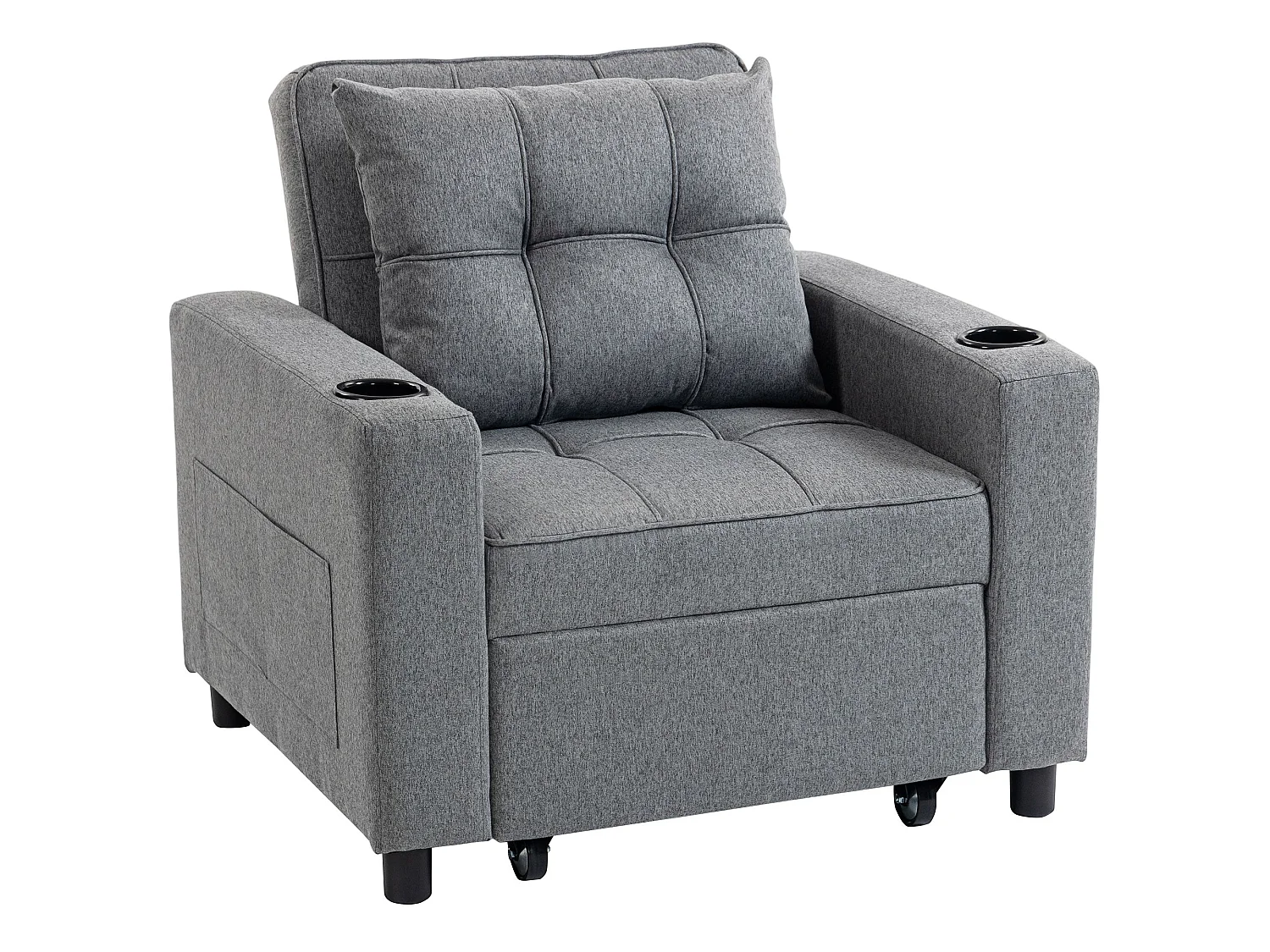 Soliri 3 in 1 Convertible Single Sofa Bed Dark Grey Tufted Cushion