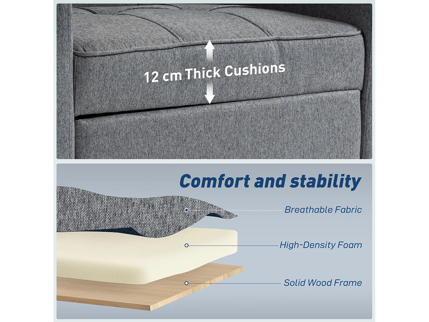 Soliri 3 in 1 Convertible Single Sofa Bed Dark Grey Tufted Cushion