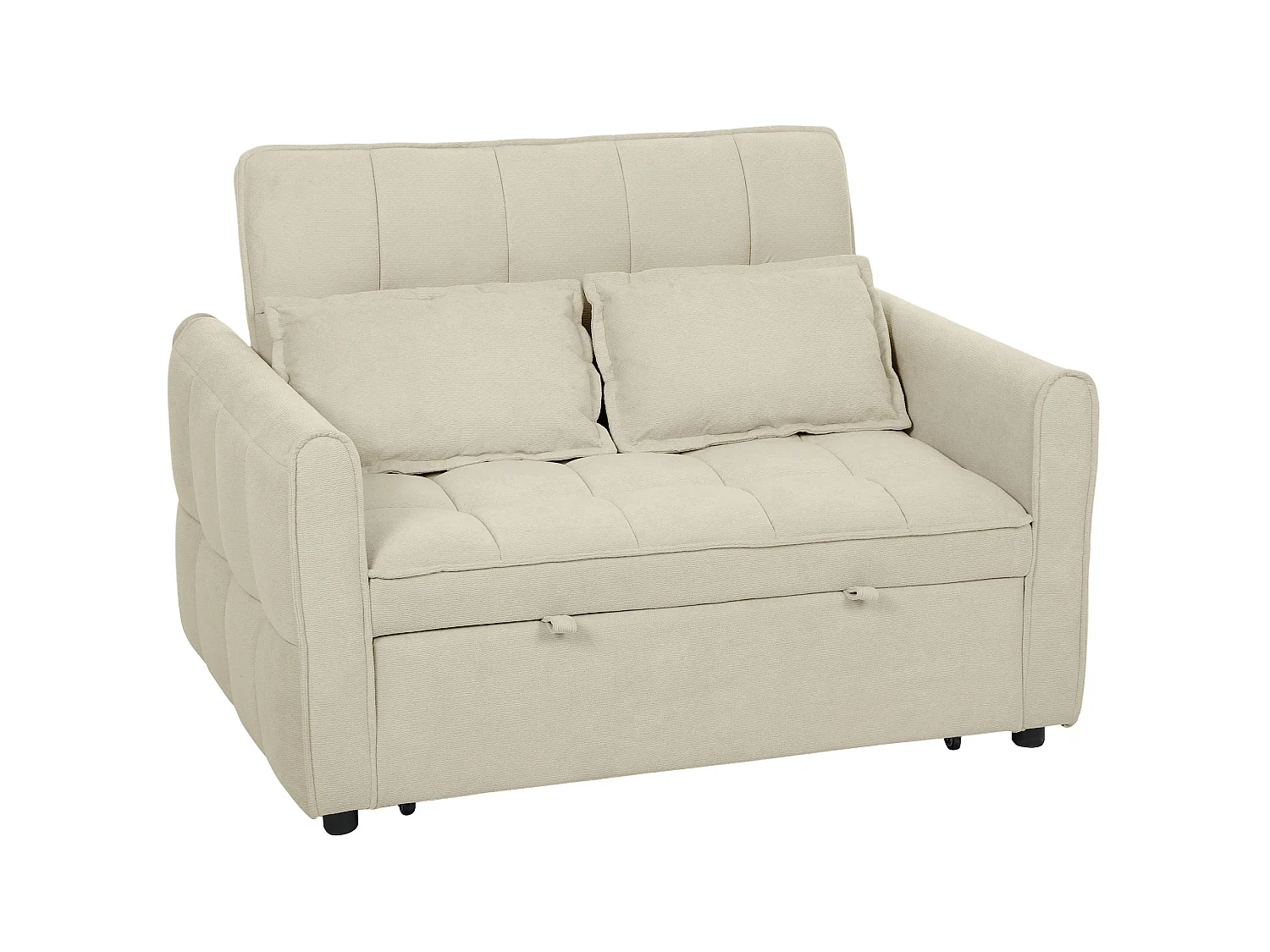 Noel 3 in 1 2 Seater Sofa Bed in Light Brown with Adjustable Back and Cushions
