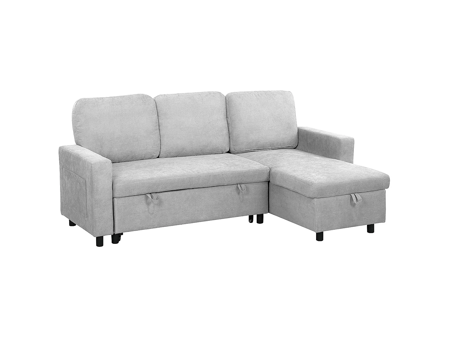 Tafaha Light Grey Pull Out Sofa Bed with Reversible Chaise and Hidden Storage