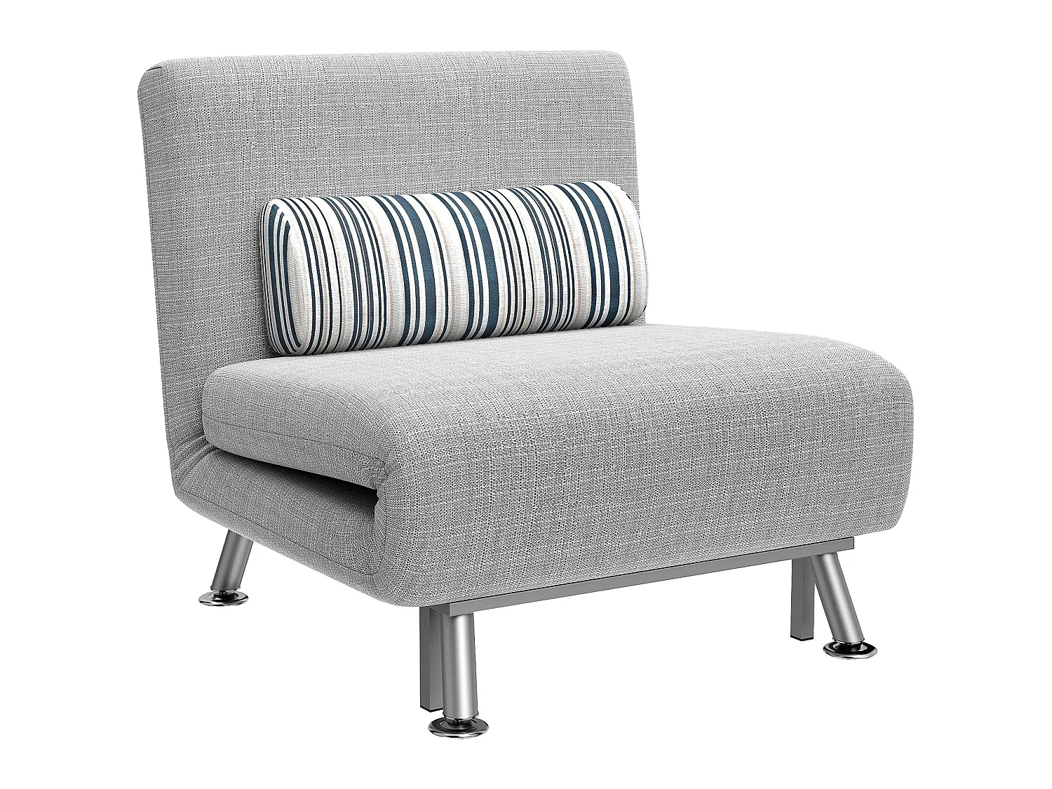Coyo Kere Light Grey Single Convertible Sofa Bed with Fold Out Sleeper and Pillow