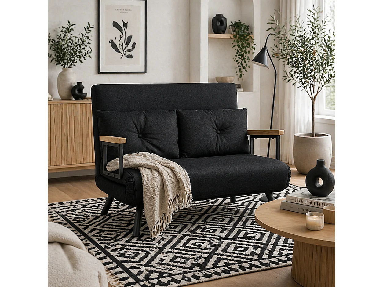 Tarico Black 4 in 1 Convertible Double Sofa Bed with Cushions