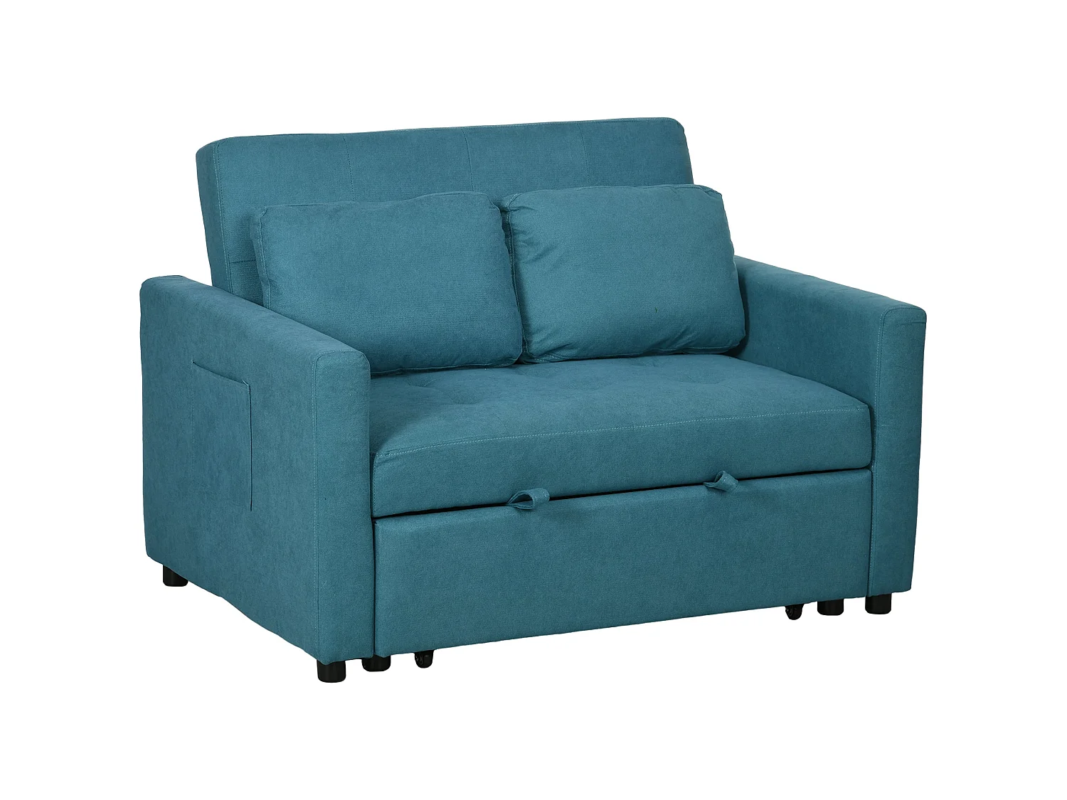 Codoha Kapa 2 Seater Convertible Sofa Bed in Blue with Side Pockets and Cushions