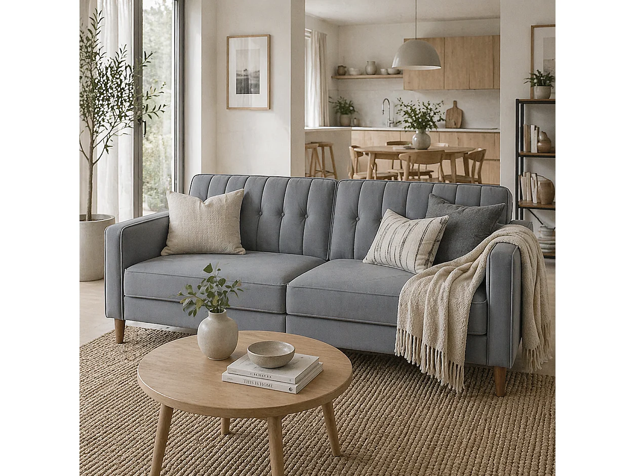 Toelfa Dove Grey Velvet 3 Seater Convertible Sofa Bed