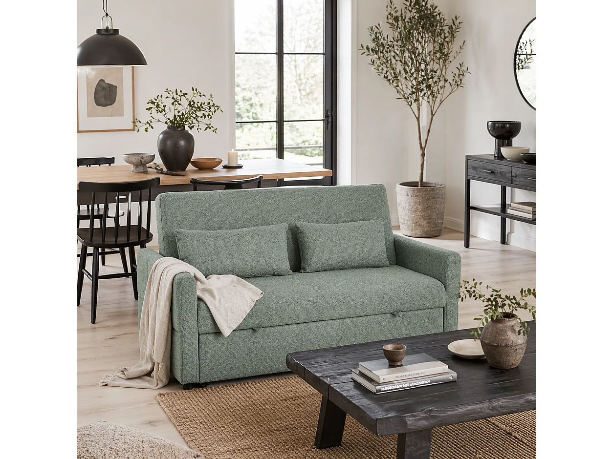 Nenase Mint Green 3 Way Convertible 2 Seater Sofa Bed