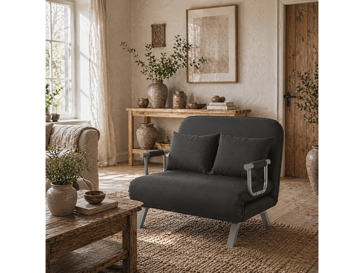 Fiyo Fabric Dark Grey 2 Seater Click Clack Sofa Bed