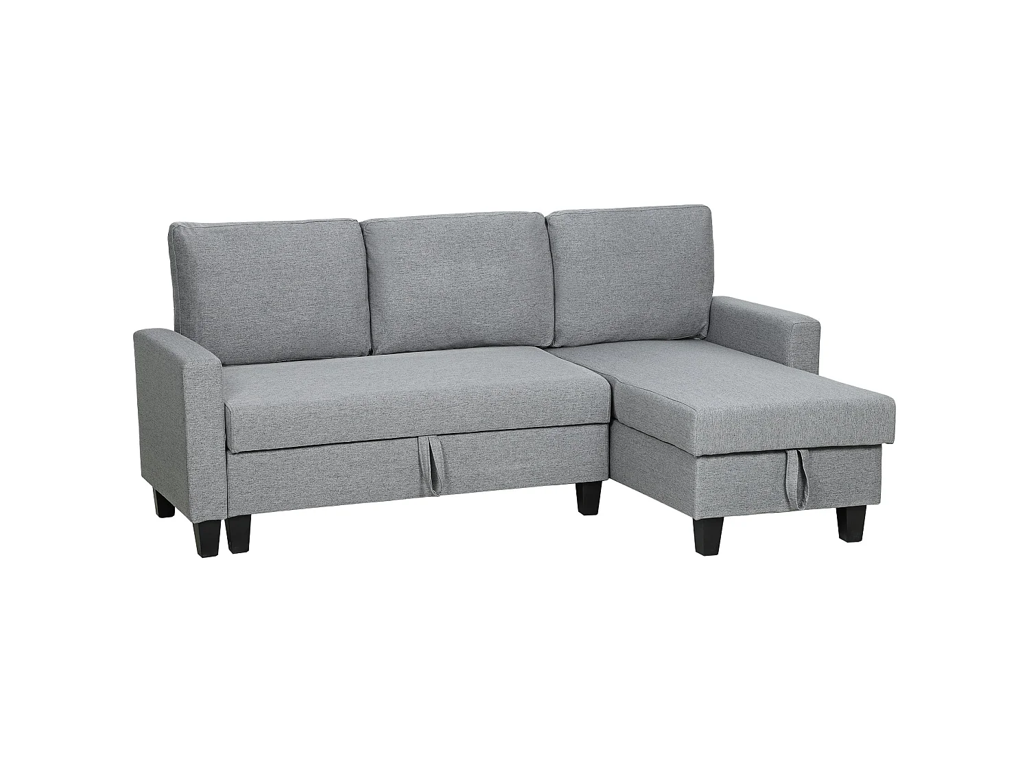 Fima Light Grey Fabric 3 Seater Sofa Bed with Reversible Chaise and Storage