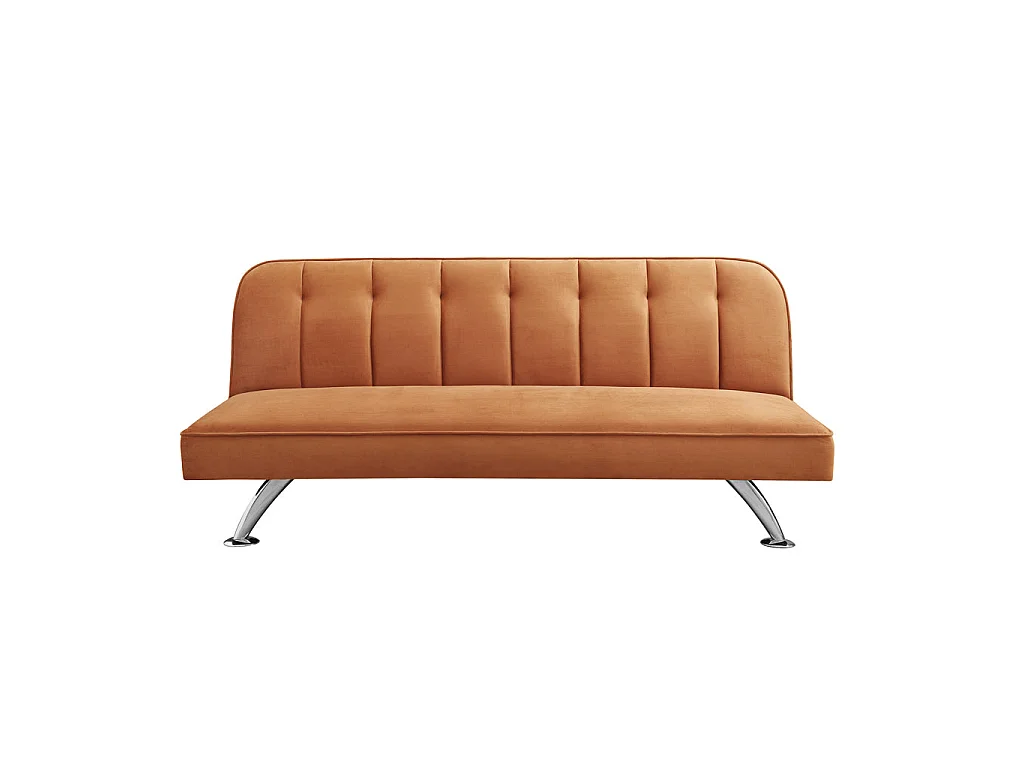 Malahide Orange Velvet Tufted Convertible Sofa Bed Single