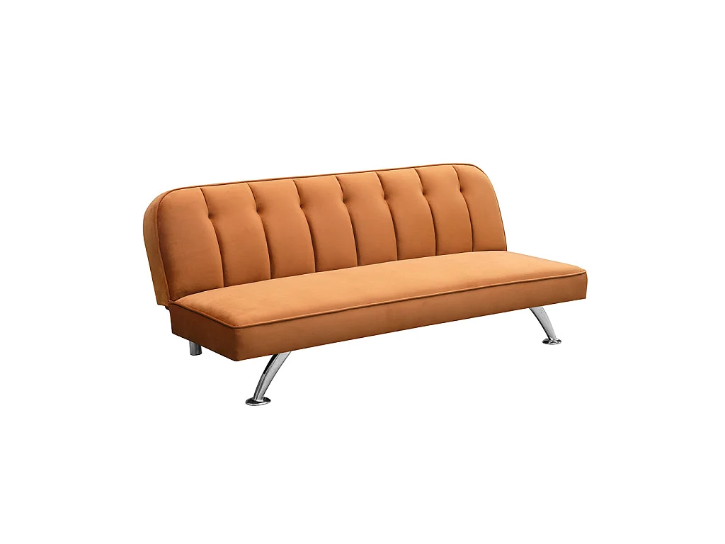 Malahide Orange Velvet Tufted Convertible Sofa Bed Single
