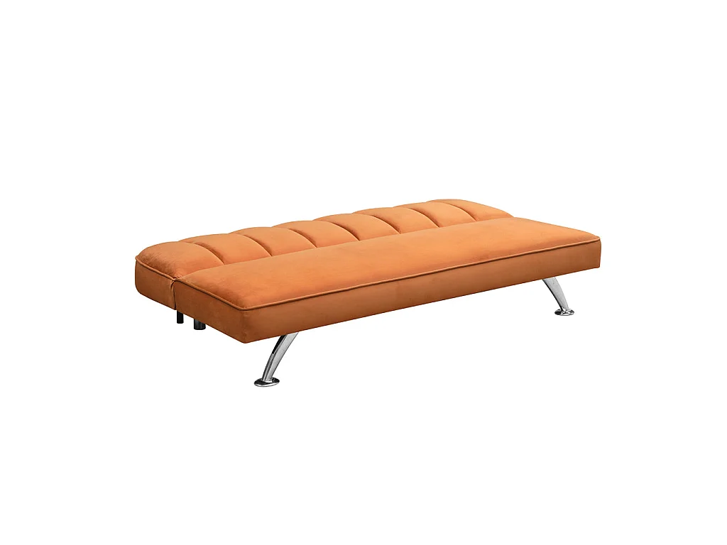 Malahide Orange Velvet Tufted Convertible Sofa Bed Single