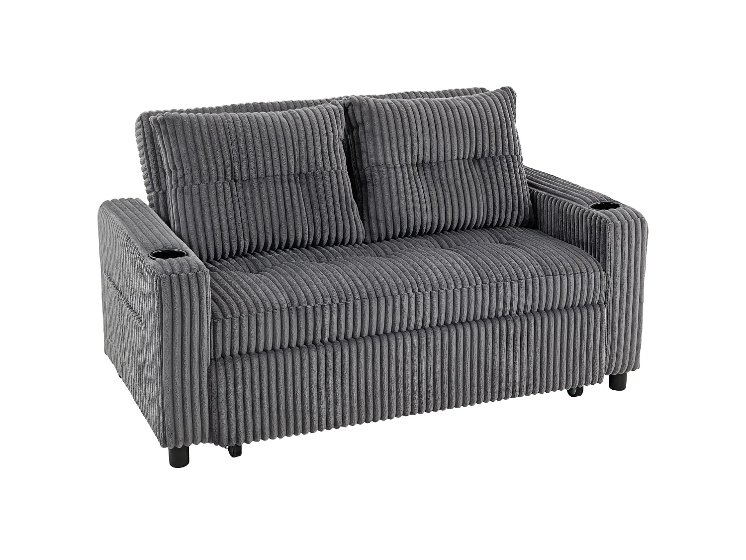 Noripa Charcoal Grey Corduroy 2 Seater Click Clack Sofa Bed