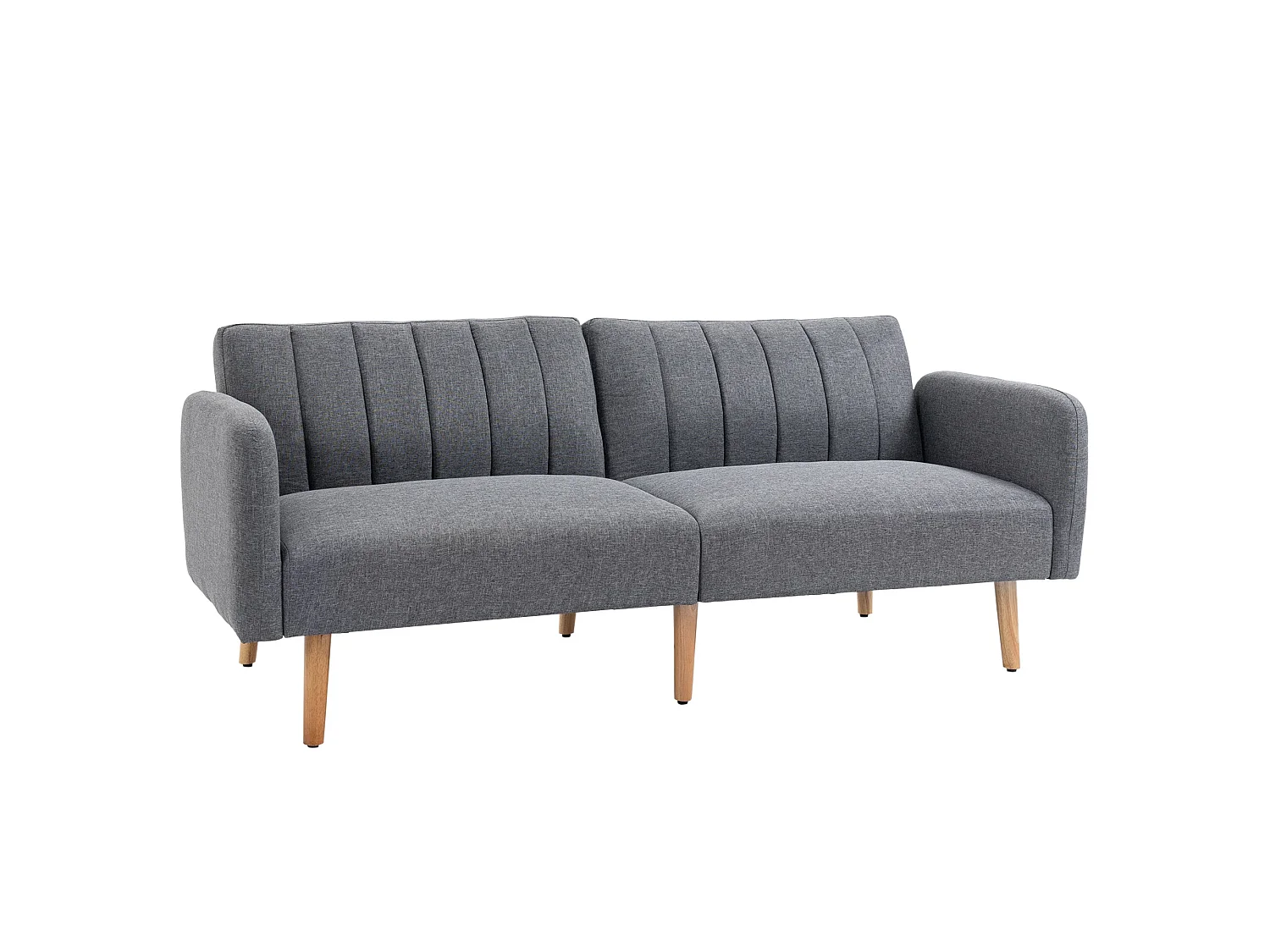 Nile Linen Grey 3 Seater Click Clack Sofa Bed Split Adjustable Backrest