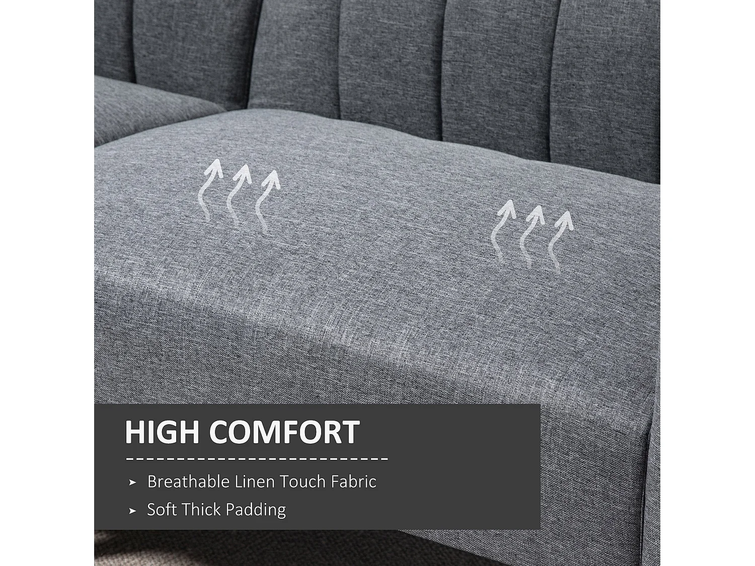 Nile Linen Grey 3 Seater Click Clack Sofa Bed Split Adjustable Backrest