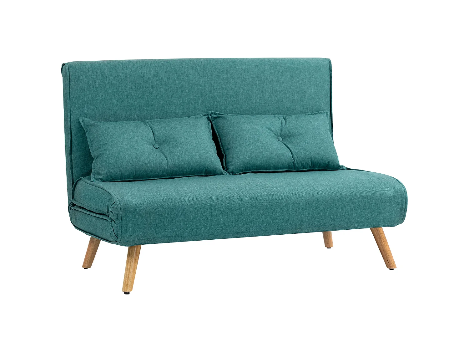 Baroma Tadi Linen Look Green 2 Seater Convertible Sofa Bed