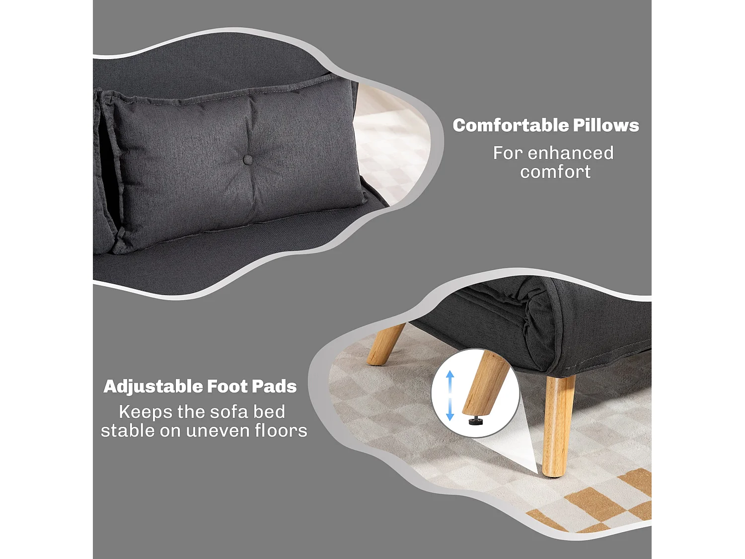 Faroco Linen Look Charcoal Grey 2 Seater Sofa Bed