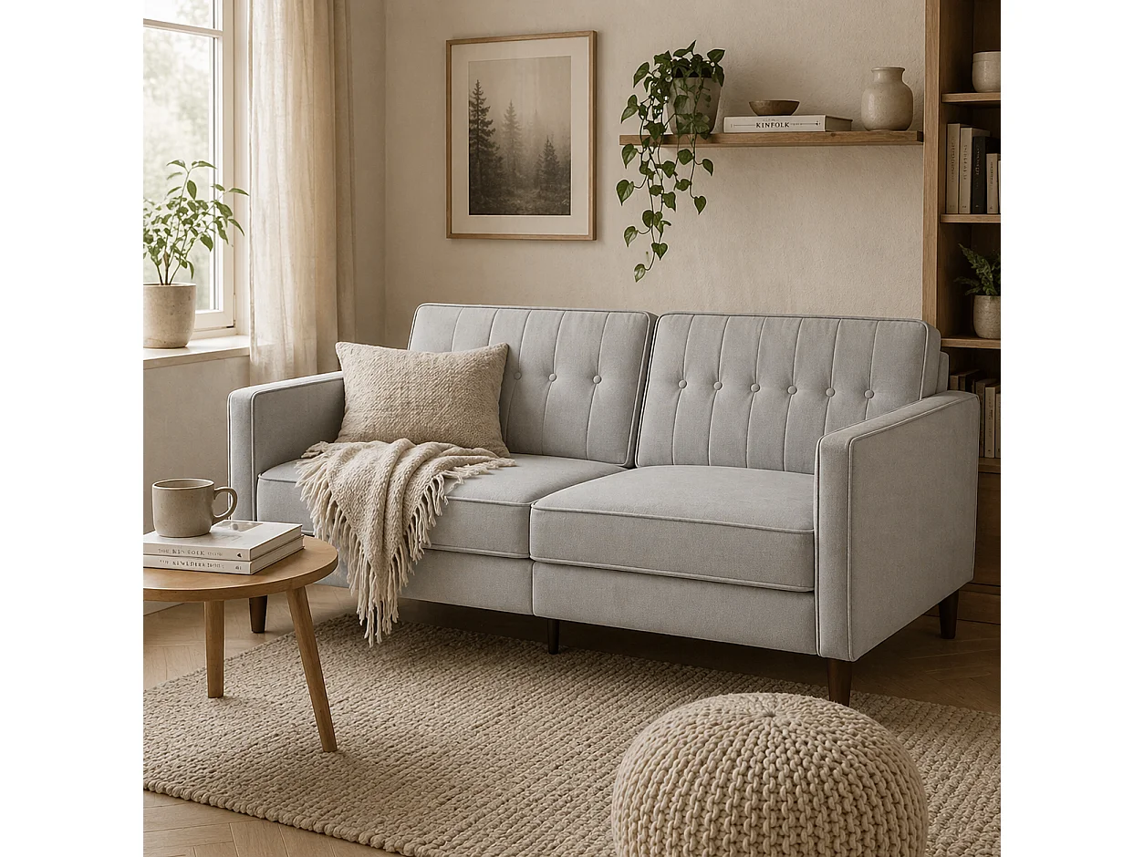 Sasari 3 Seater Convertible Velvet Finish Sofa Bed Light Grey