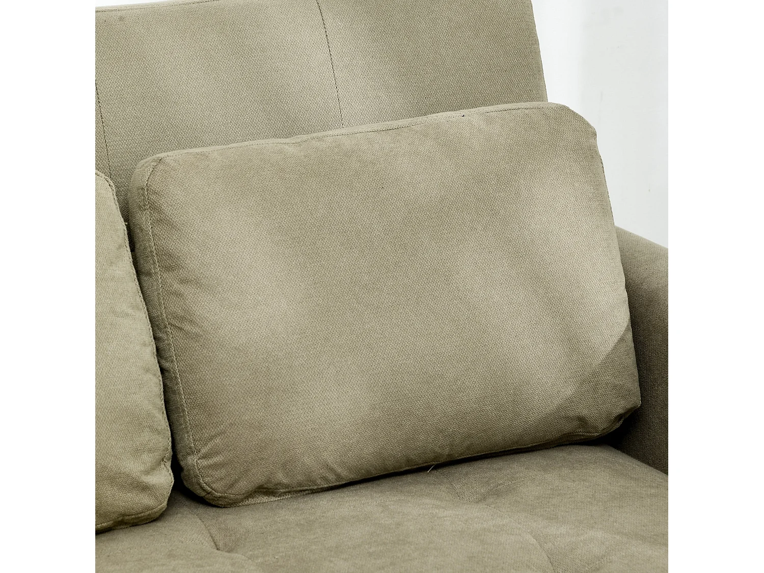 Venido Loni Light Brown 2 Seater Sofa Bed Snow Flannel Adjustable Backrest Side Pockets Removable Cushion Covers