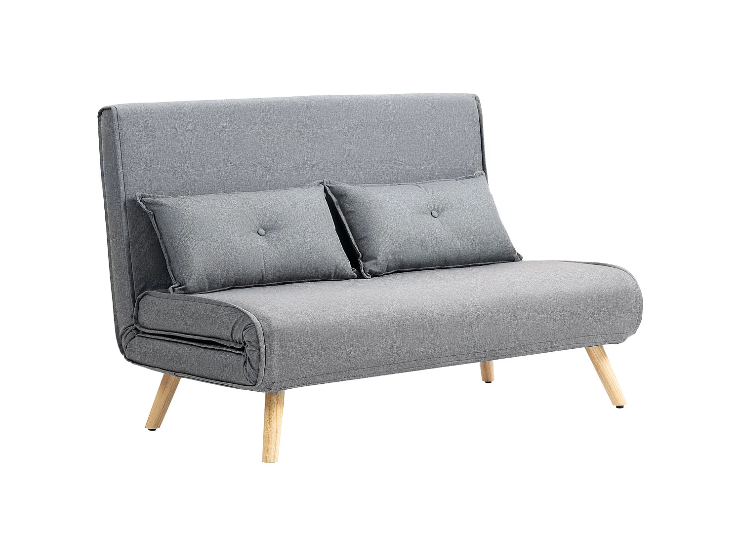 Maba Linen Look Grey 2 Seater Sofa Bed Click Clack 5 Position Backrest