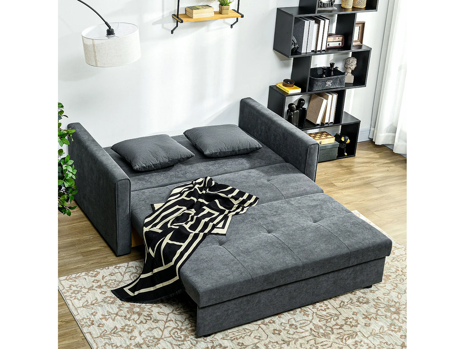 Takala Nele Dark Grey 2 Seater Sofa Bed Snow Flannel Hidden Storage Cushions