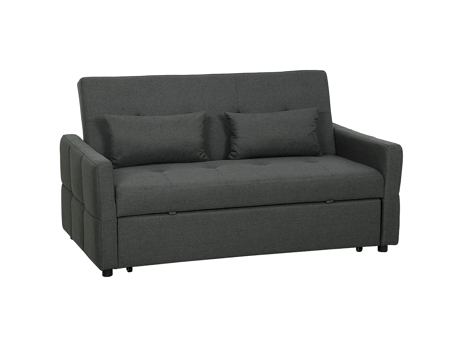 Lula 2 Seater 3 Way Convertible Sofa Bed Dark Grey Linen Look Fabric
