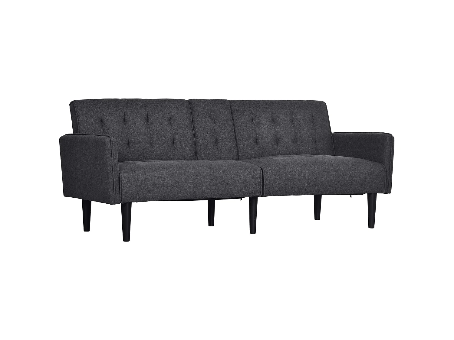 Nissa Grey 3 Seater Sofa Bed Linen Look Split Adjustable Back Cupholders