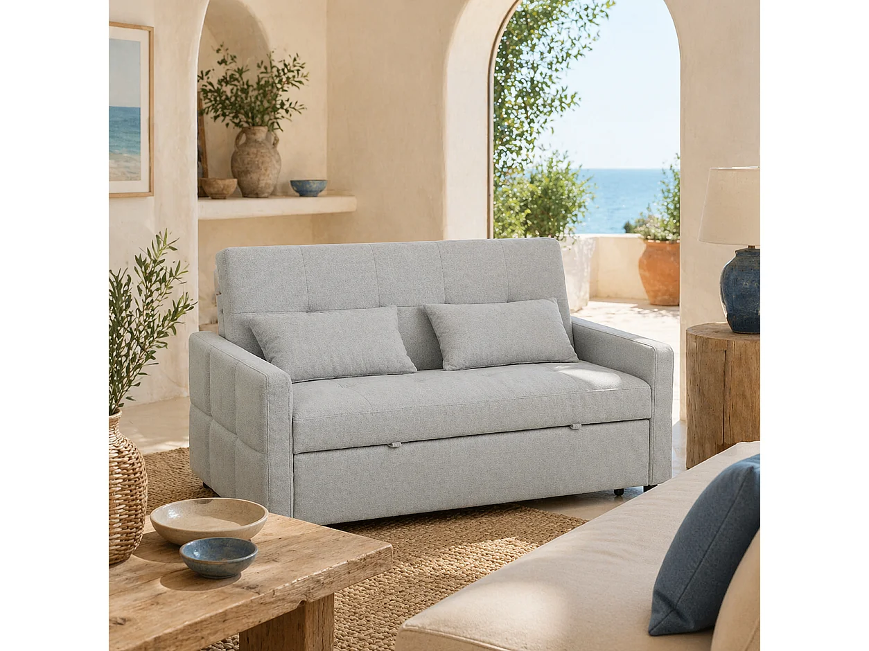 Fapa Light Grey 3 Way Convertible 2 Seater Sofa Bed