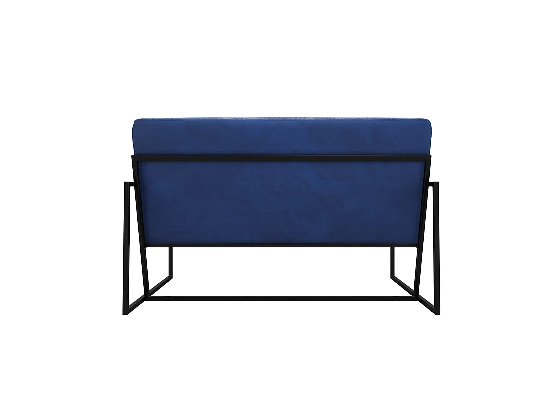 London Blue Velvet 2 Seater Sofa Matt Black Metal Legs