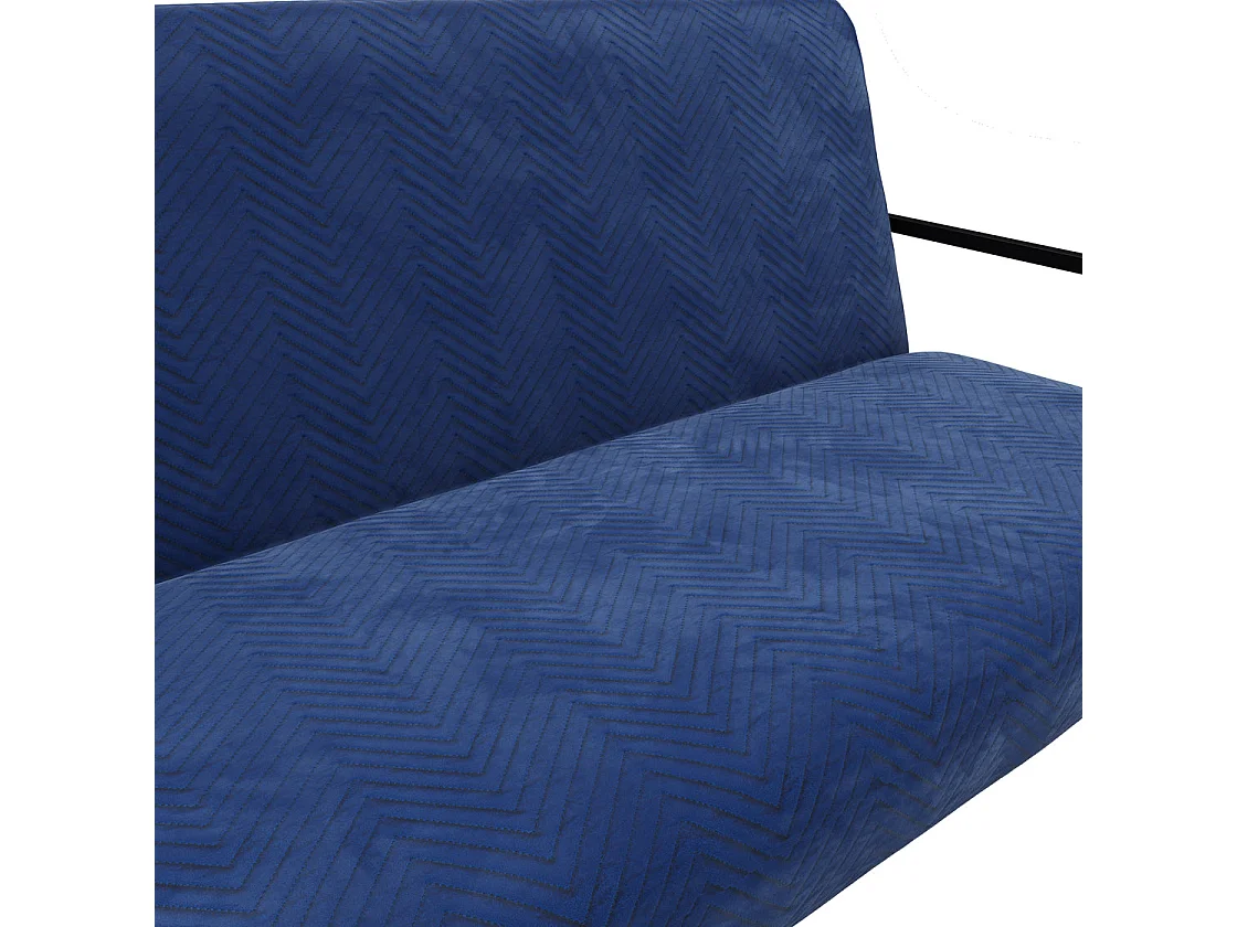 London Blue Velvet 2 Seater Sofa Matt Black Metal Legs