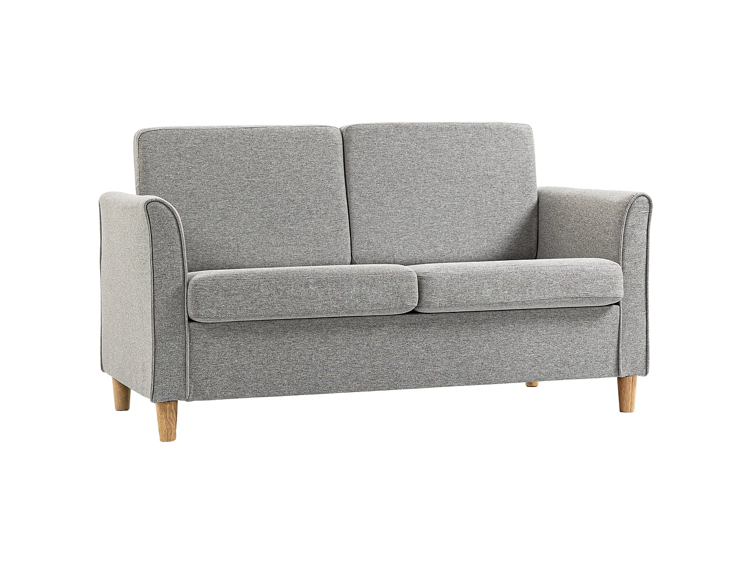 Lovina Light Grey 2 Seater Compact Sofa with Wooden Legs and Armrests