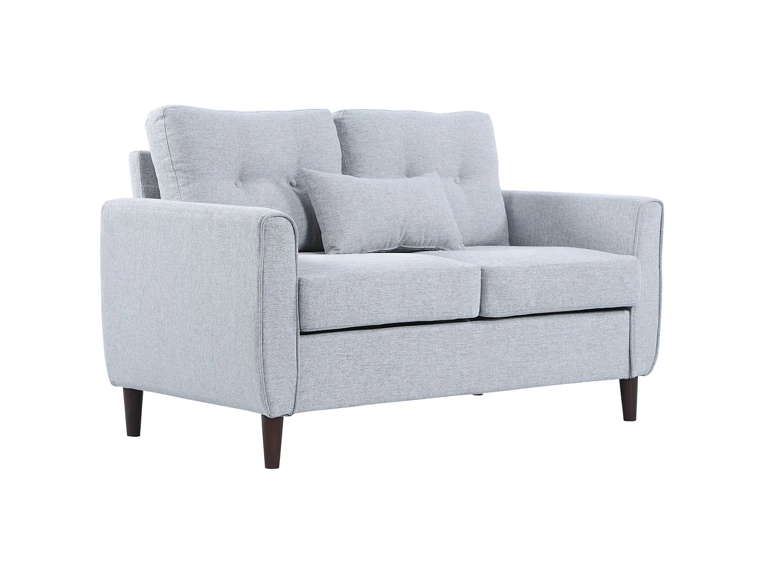 Kero Lora Light Grey 2 Seater Sofa Linen Fabric Spring Cushions Wooden Legs