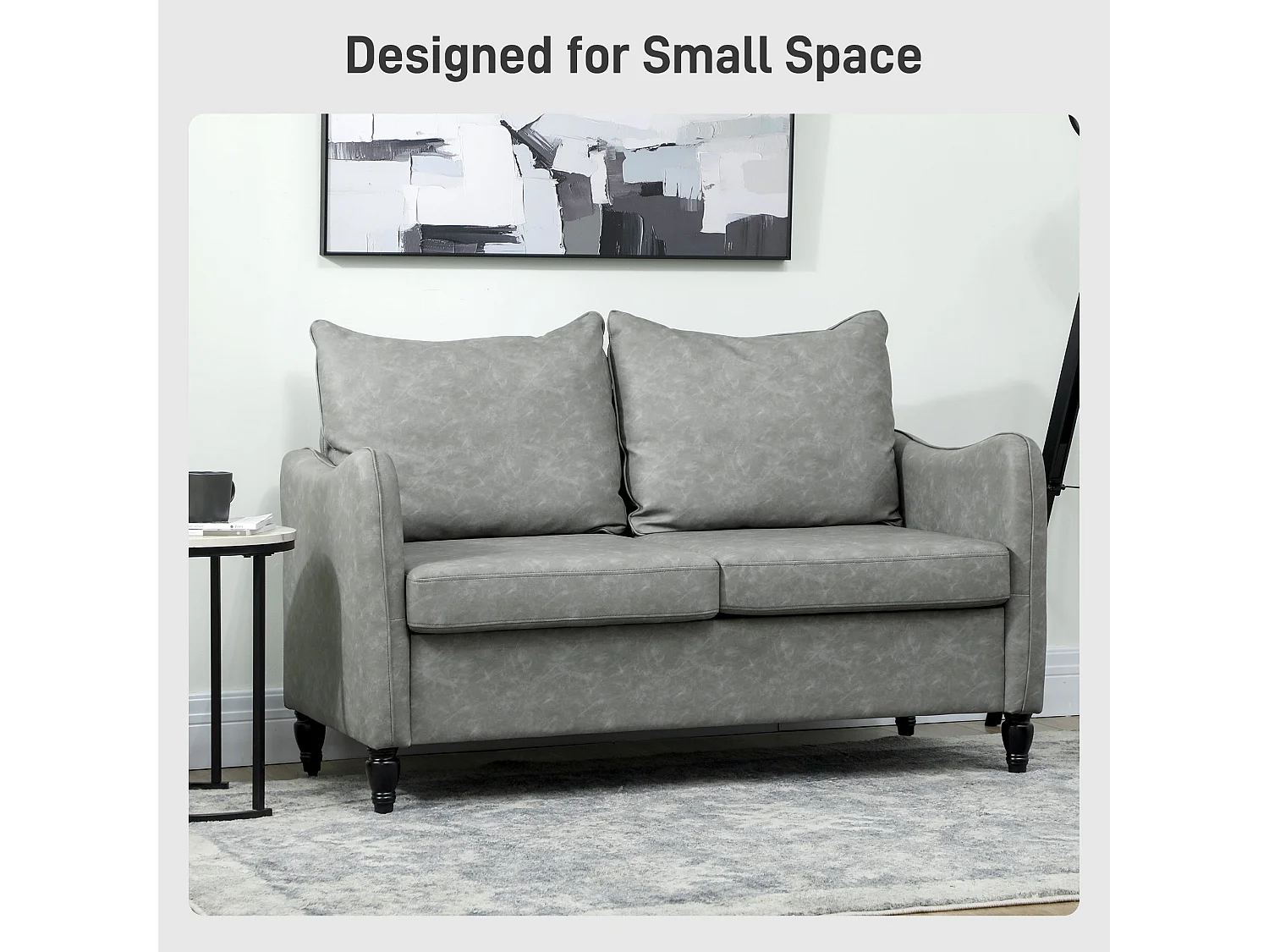 Yodilo Grey Faux Leather Marble Effect 2 Seater Sofa