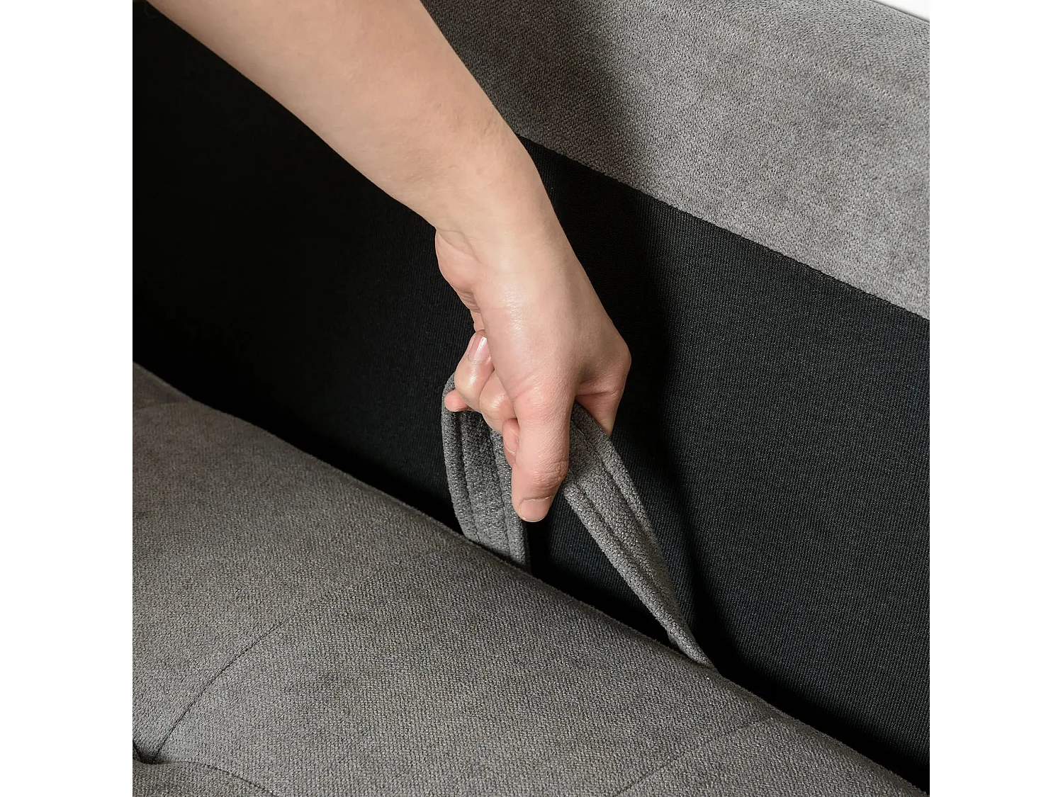 Grey Fabric 3 Seater Sofa with Hidden Under Seat Storage and Tufted Seat