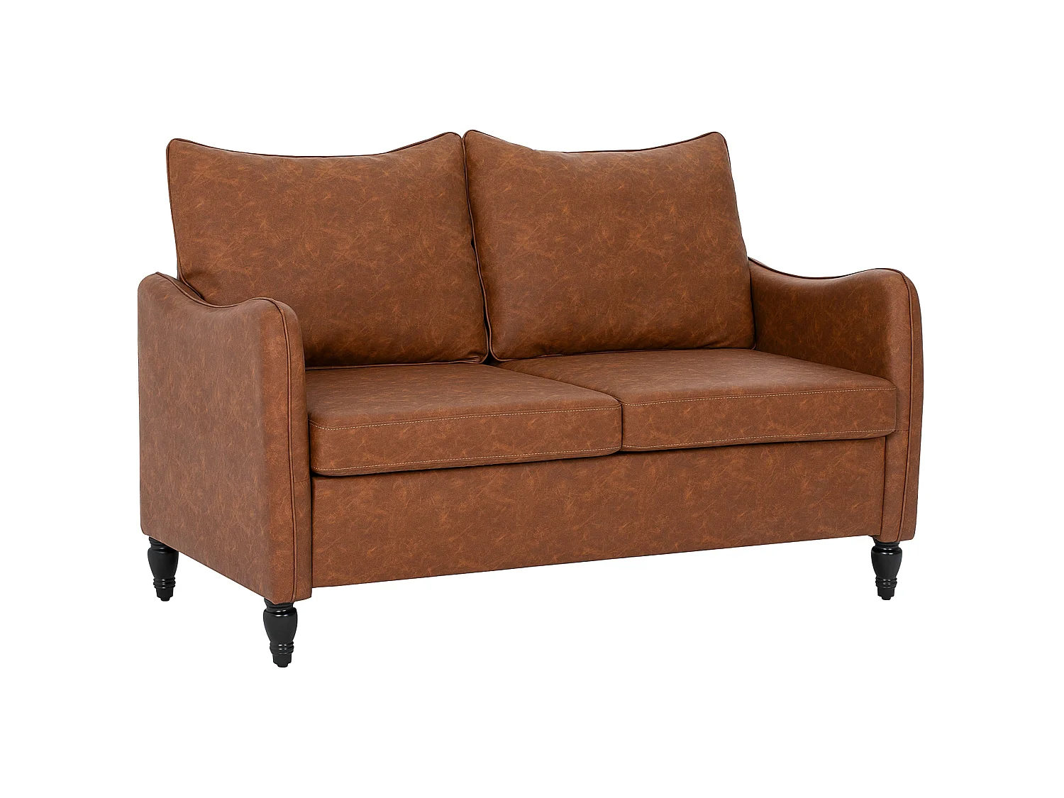 Mipa Brown Faux Leather Marble Effect 2 Seater Sofa