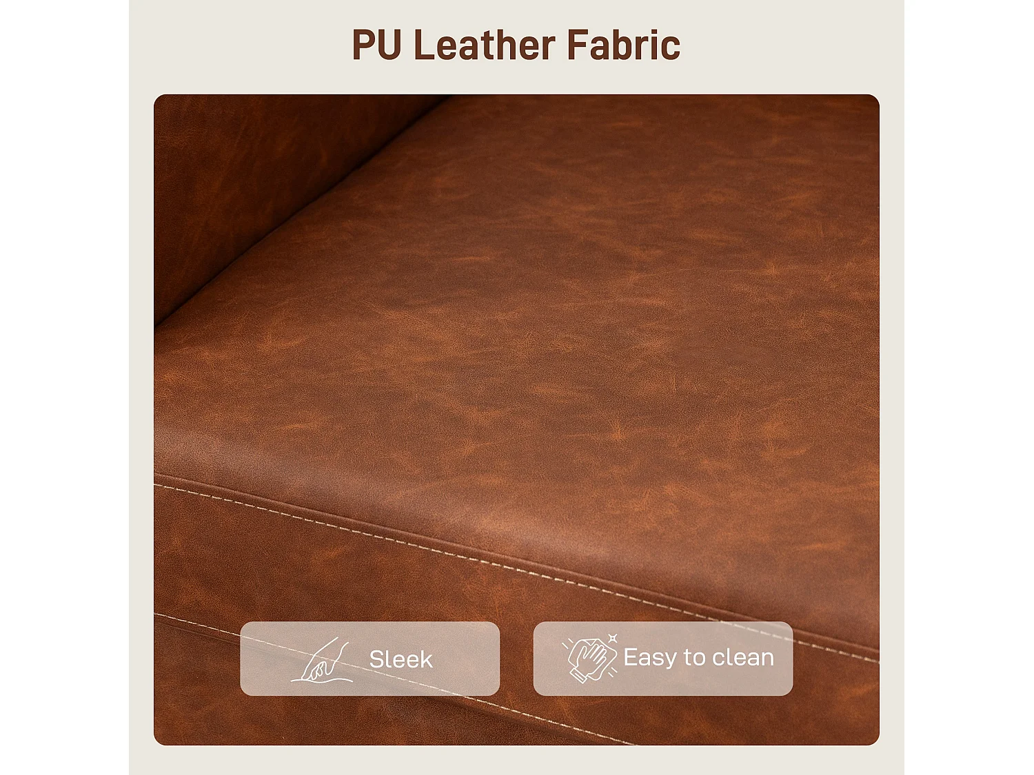 Mipa Brown Faux Leather Marble Effect 2 Seater Sofa