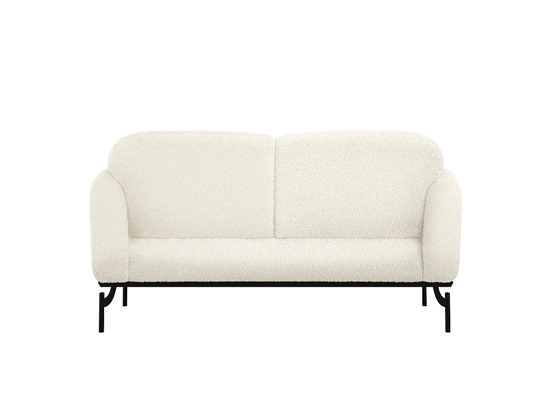 Samba 2 Seater Bouclé Sofa White Sherpa Black Metal Legs