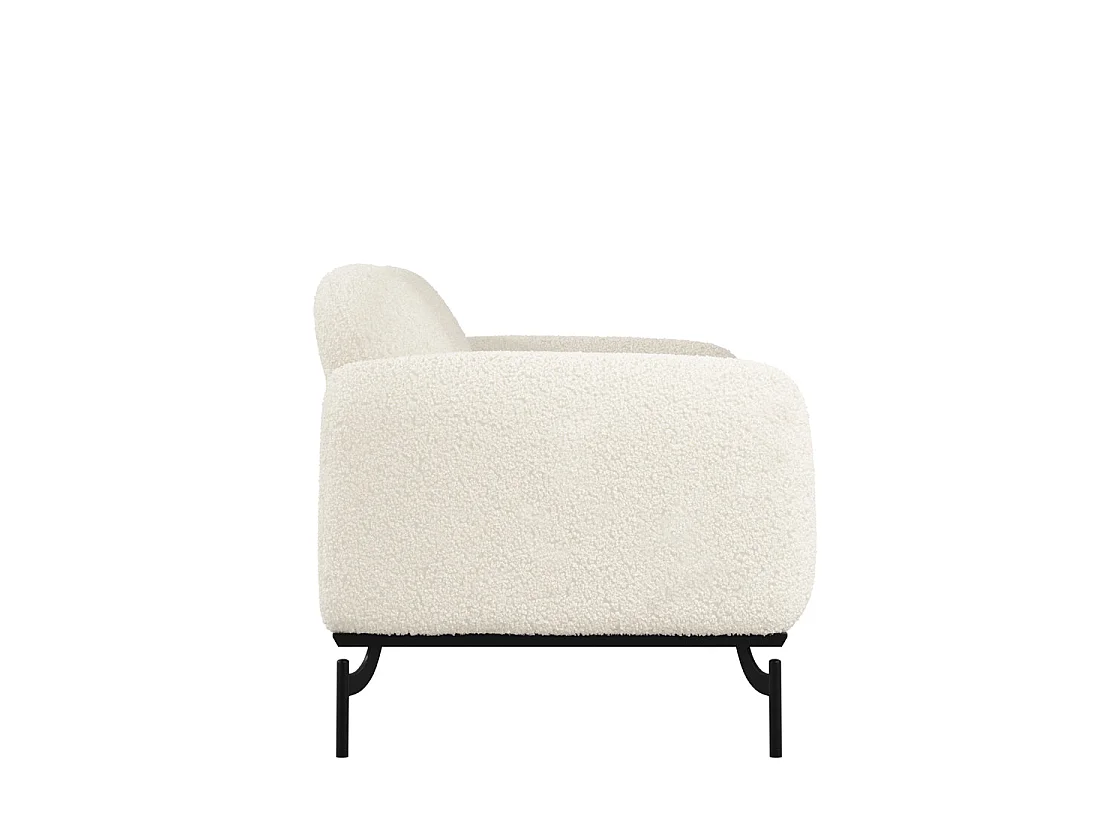 Samba 2 Seater Bouclé Sofa White Sherpa Black Metal Legs