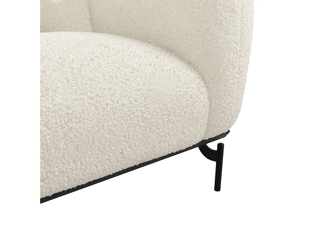 Samba 2 Seater Bouclé Sofa White Sherpa Black Metal Legs