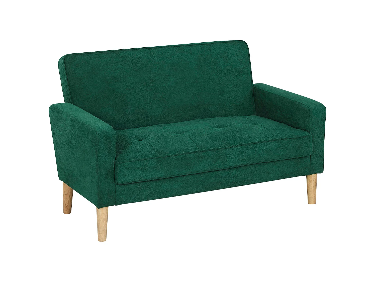 Neraro Forest Green Velvet Feel 2 Seater Sofa Natural Wood Legs