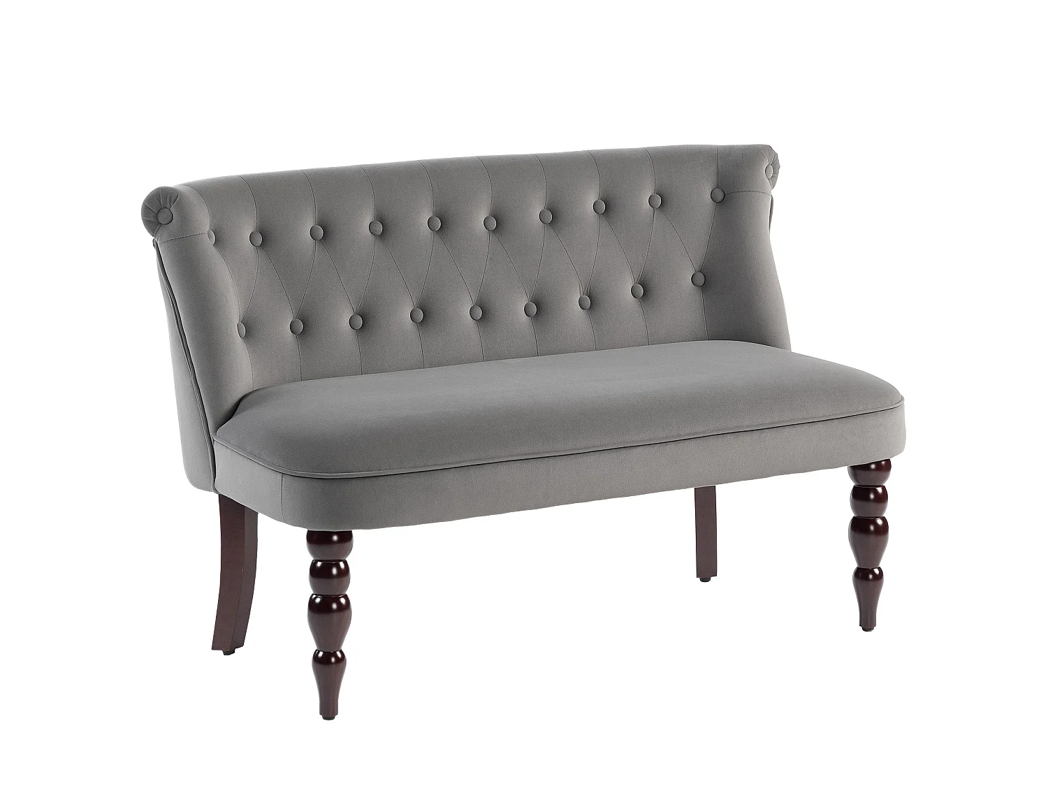 Nolali Charcoal Velvet Feel Wingback 2 Seater Sofa Button Tufted