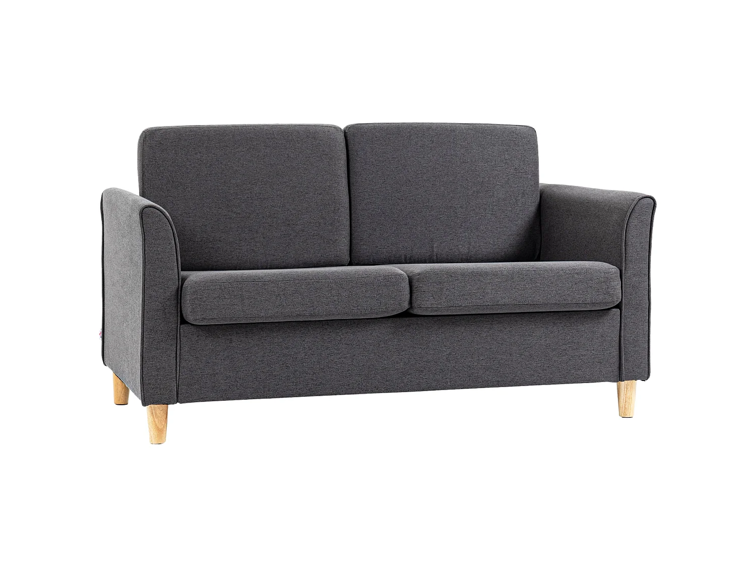 Sono Dark Grey Compact 2 Seater Sofa with Wooden Legs and Armrests