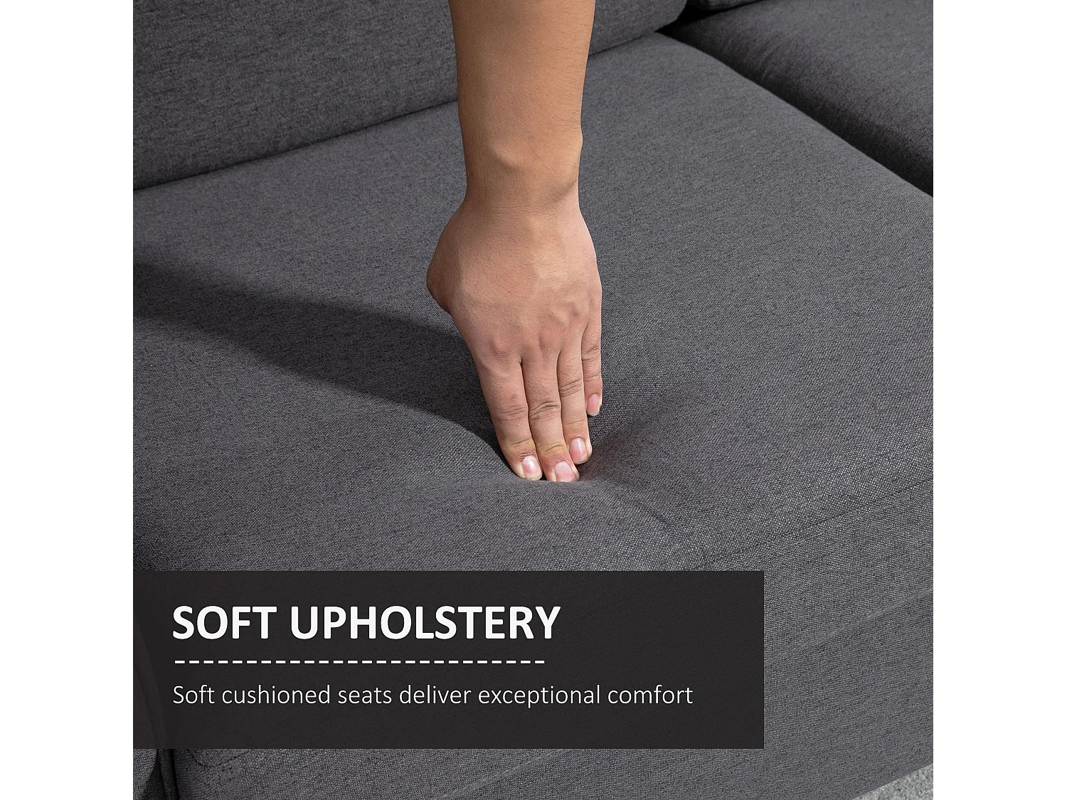 Sono Dark Grey Compact 2 Seater Sofa with Wooden Legs and Armrests