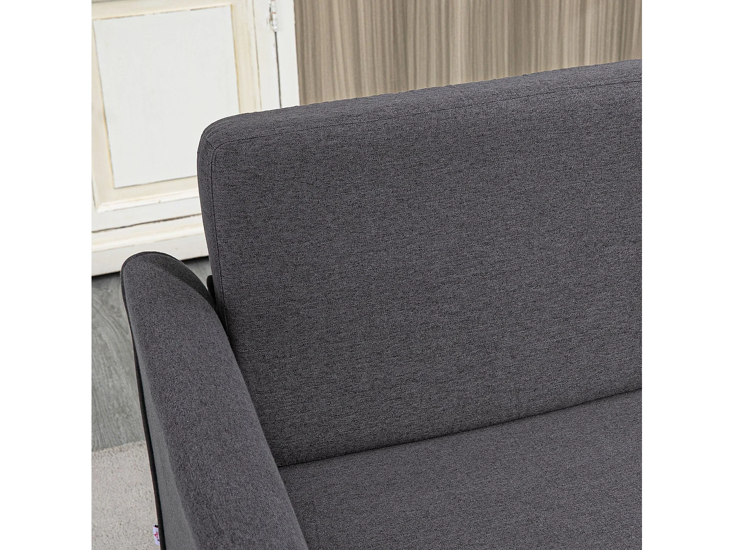 Sono Dark Grey Compact 2 Seater Sofa with Wooden Legs and Armrests