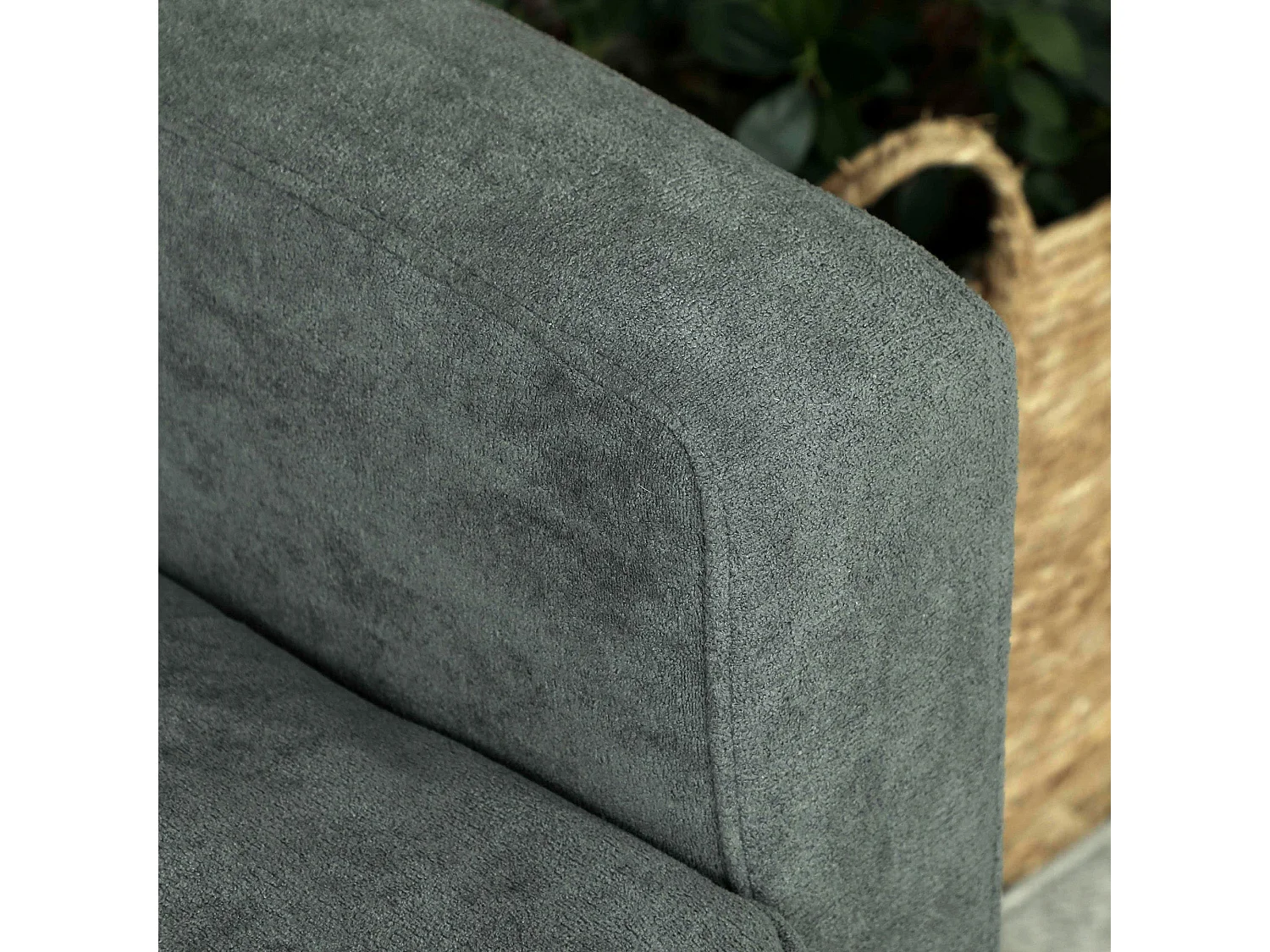 Pafa Dark Grey Velvet Feel 2 Seater Sofa Natural Wood Legs