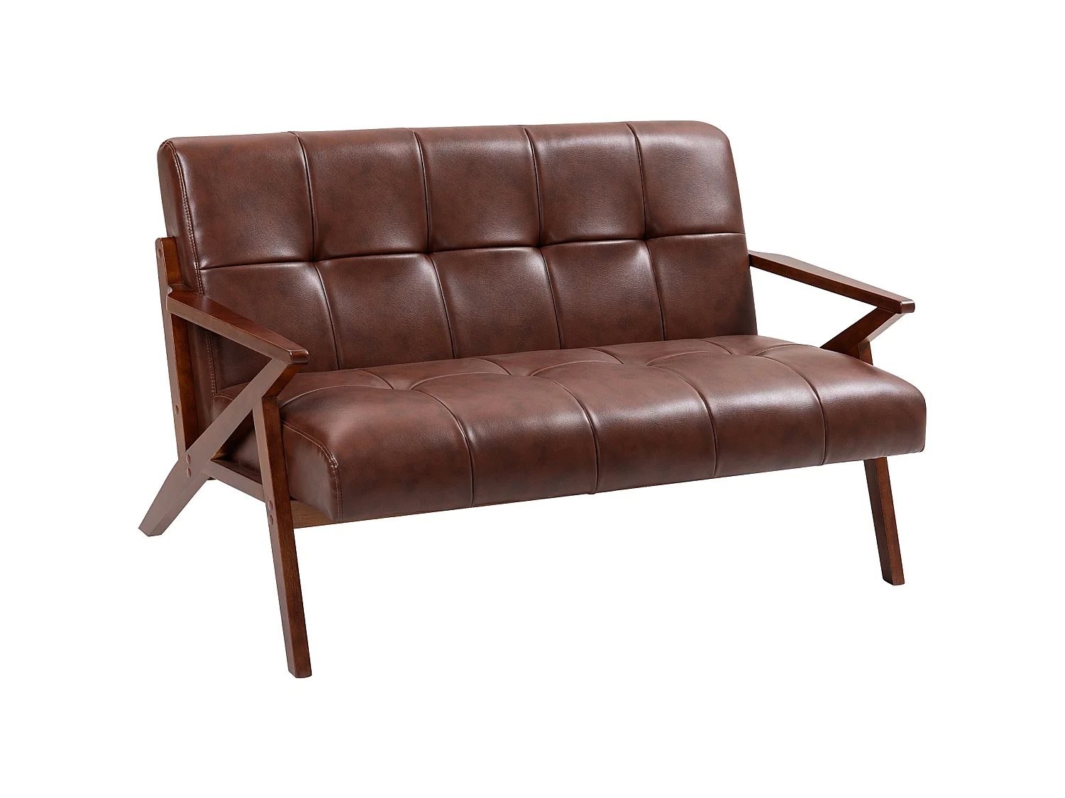 Kara Compact 2 Seater Faux Leather Sofa with Tufted Back