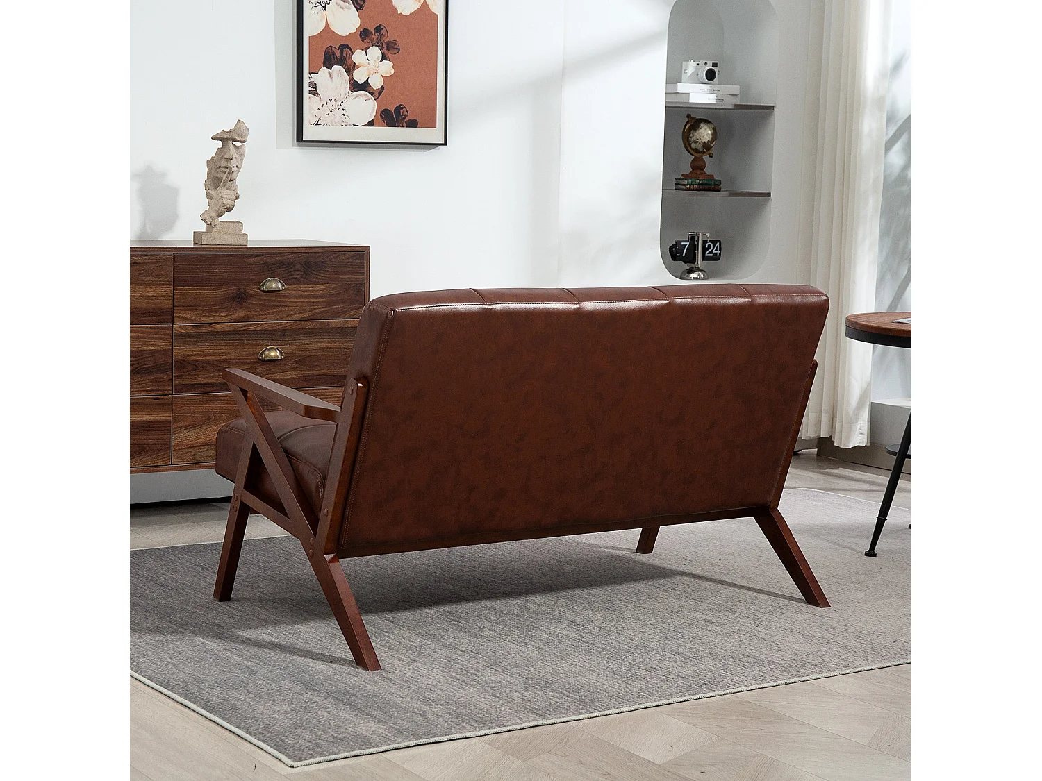 Kara Compact 2 Seater Faux Leather Sofa with Tufted Back
